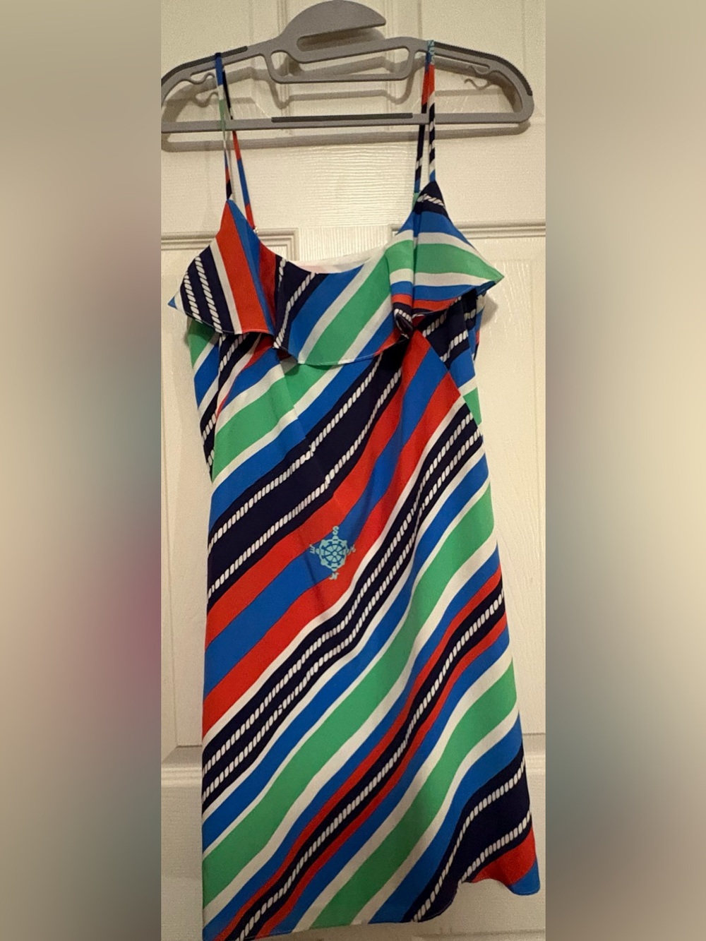 Lilly Pulitzer Striped V-Neck Dress in Blue, Green, Navy, White